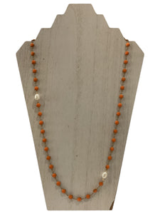 Orange Enamel Long Necklace