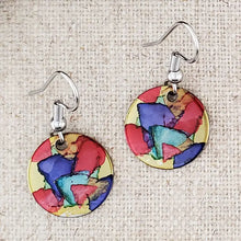 Alcohol Ink Stainless Steel Small Circle Earrings