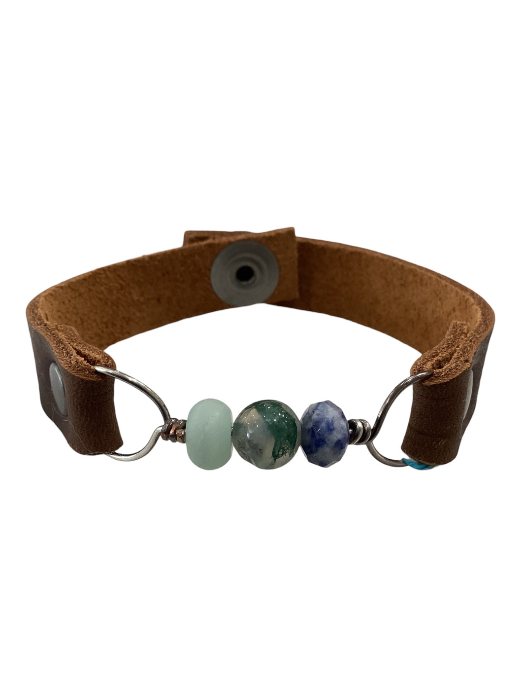 Genuine Leather & Natural Stones Bracelet