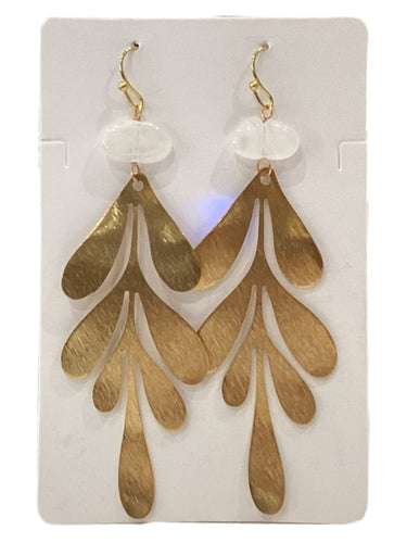 Gemstone Statement Earrings - Moonstone/Brass