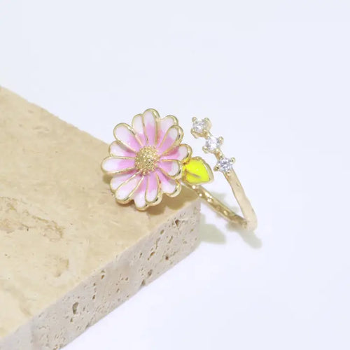Dainty Sun Flower Adjustable Ring