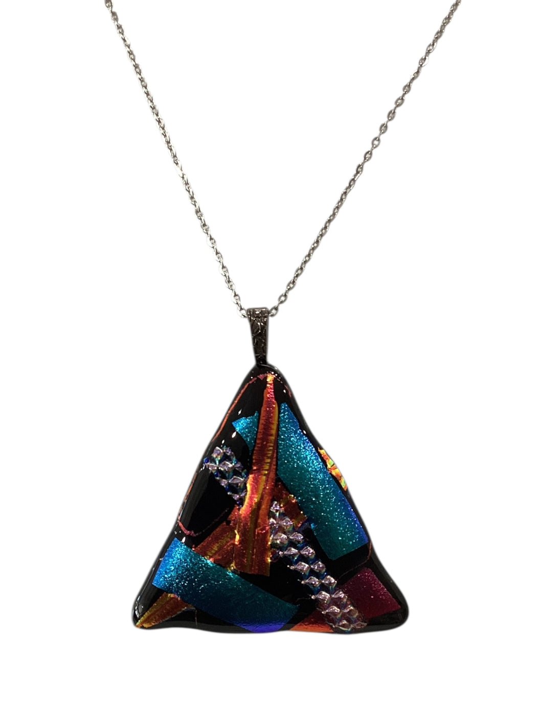 Large Triangle Dichroic on Black Necklace