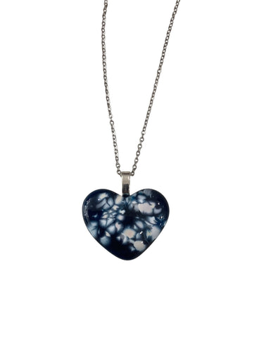 Blue + White Heart Necklace
