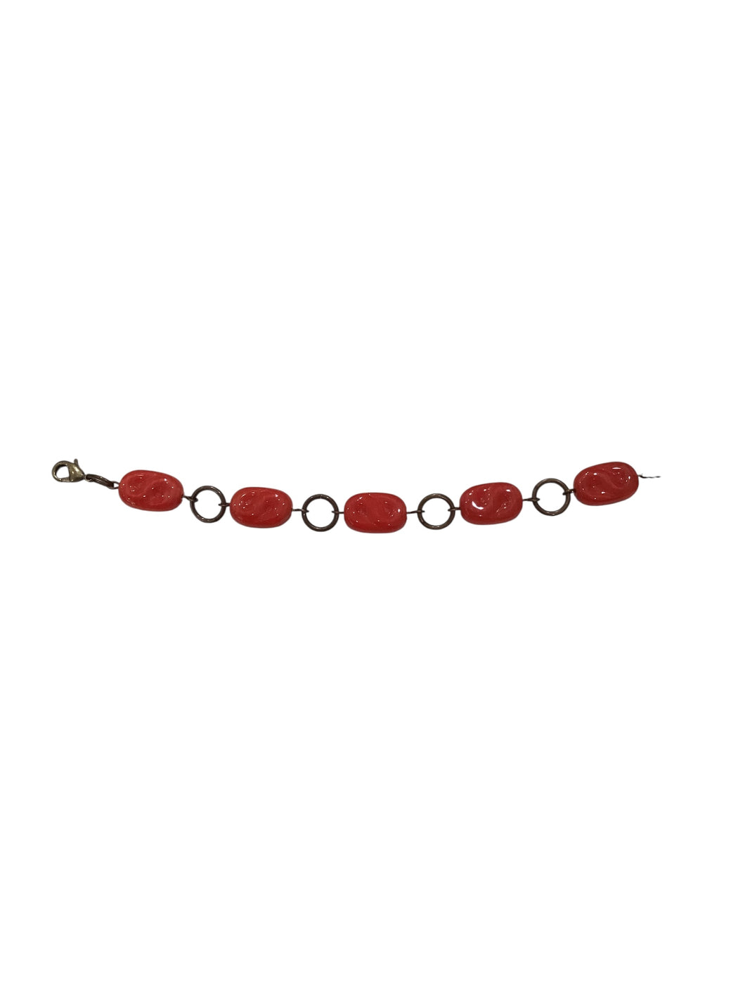 Bright Red S Czech Glass Bracelet