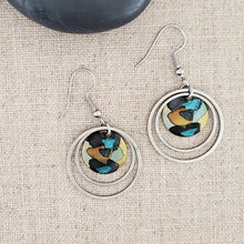 Alcohol Ink Stainless Steel Double Hoop Circle Earrings