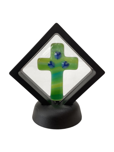 Framed Cross - Multi Green with Tulips