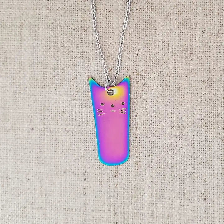 Stainless Steel Rainbow Cat Necklace
