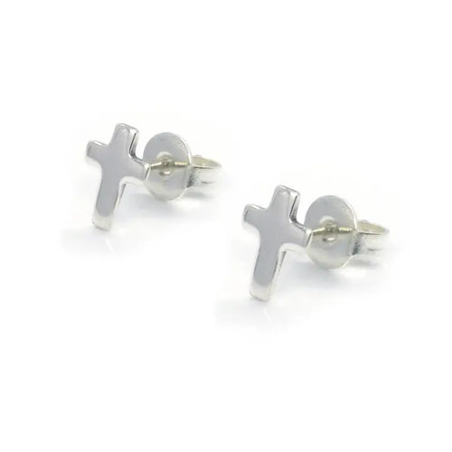 Simple Cross Studs - Sterling Silver