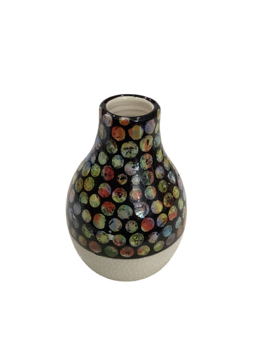 Black + Multi Colored Circle Vase