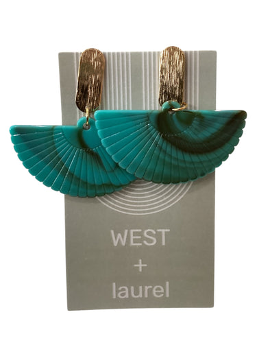 Simple Acrylic Earrings - Fan - Teal