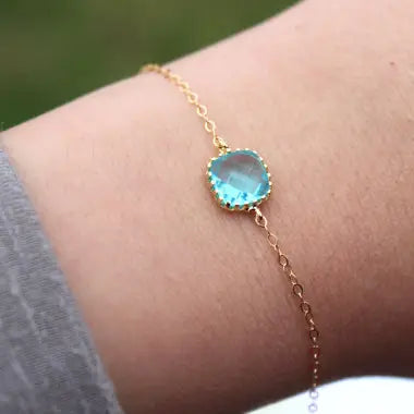 Dainty Blue Aquamarine Bracelet