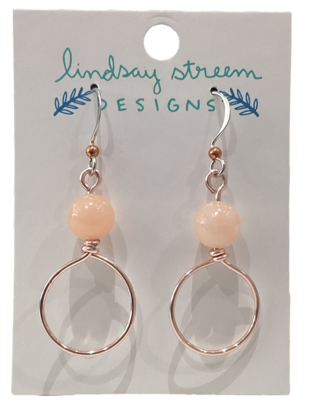 Small Rose Gold Hoops Earrings with Aventurine