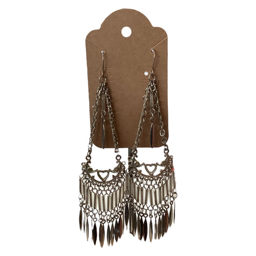 Vintage Dangle Earrings - Long Silver