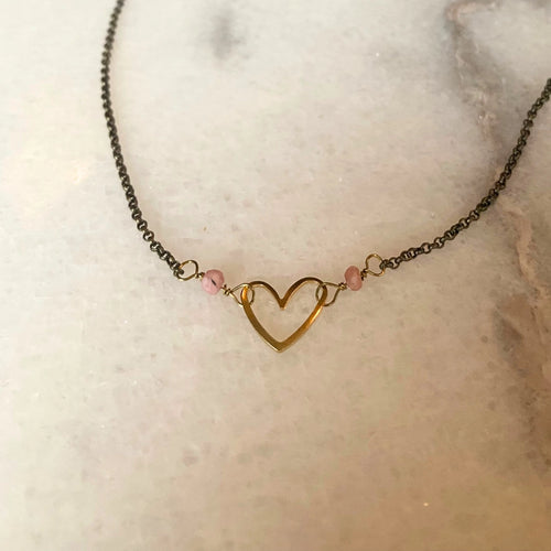 Heart Necklace - Rhodochrosite