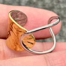 Two Toned Half Hollow Ring - 18k Gold