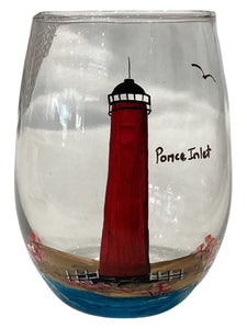 Stemless Wine Glass - Lighthouse - Ponce Inlet