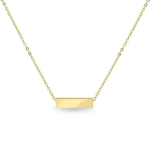 Stainless Steel Horizontal Mini Bar Necklace Blank - Gold