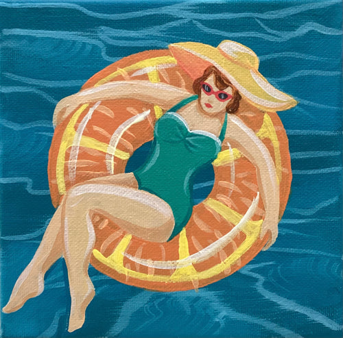 Vintage Pool Time - Yellow Hat