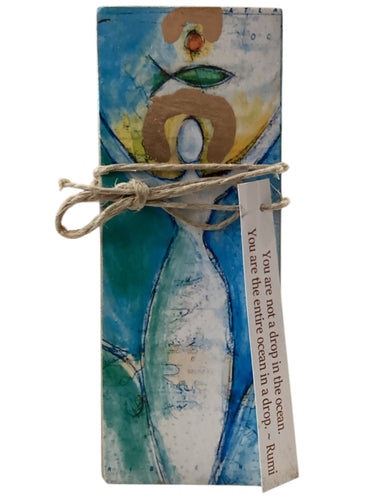 Small Wood Block Angel - You are not a drop in the ocean. You are the entire ocean in a drop. ~ Rumi