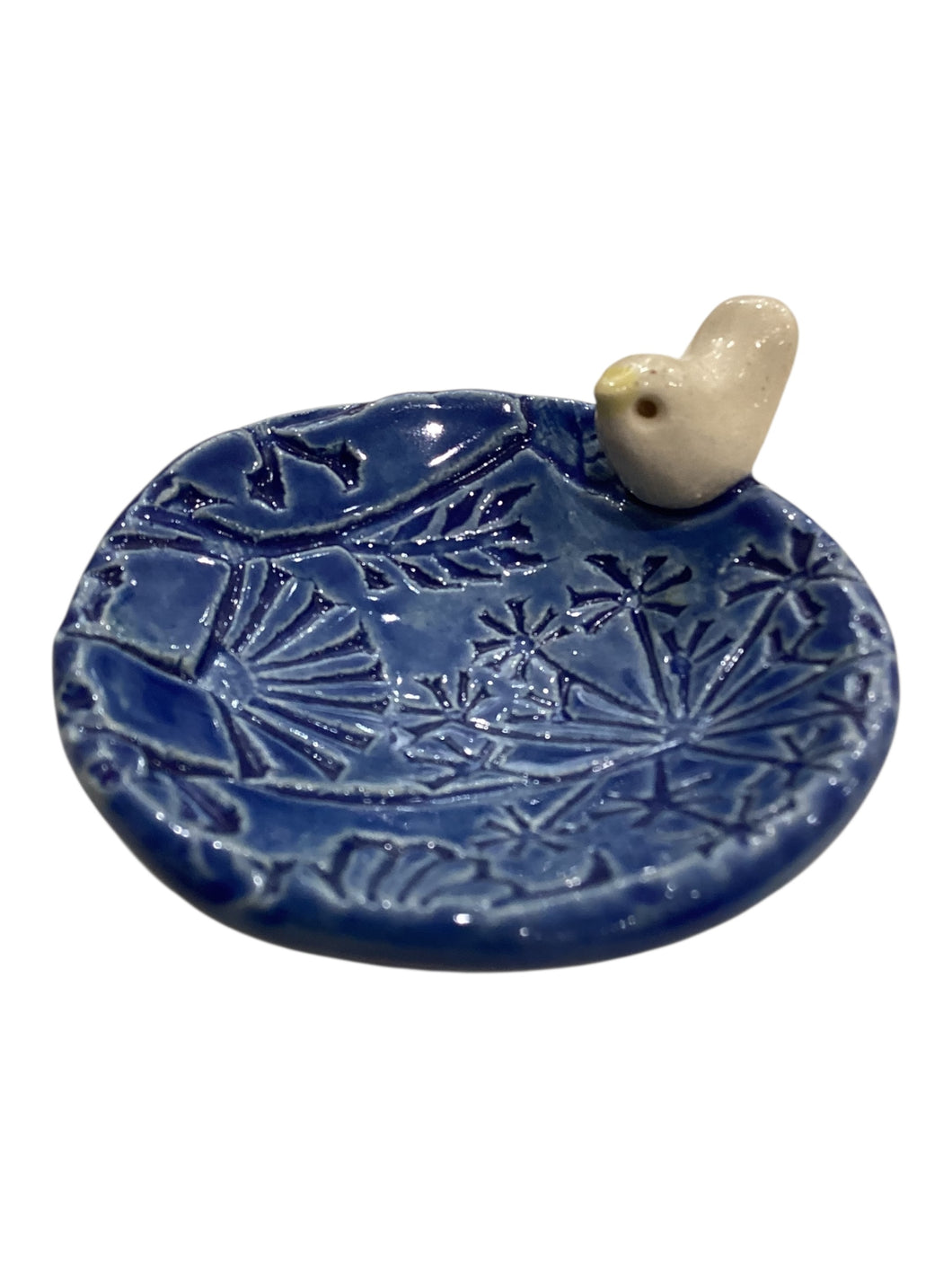 Bird Ring Dish & Jewelry Tray - Botanical - Navy