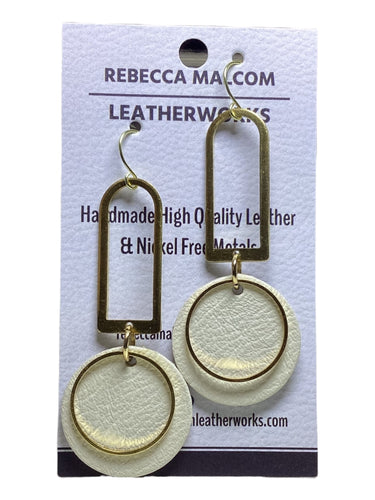 Frame with Circles Earrings - Cream