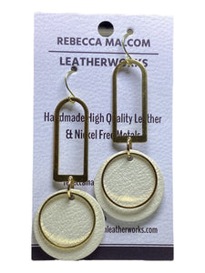 Frame with Circles Earrings - Cream