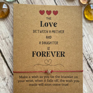 The Love Between A Mother and Daughter Is Forever Wish Bracelet - Red