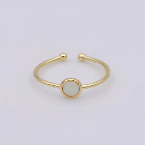 Dainty 18K Gold Filled Round Opal Stone Adjustable Ring