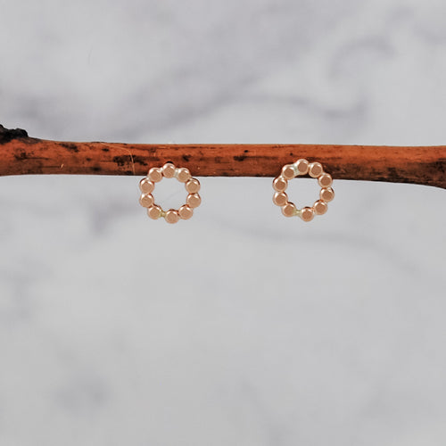 Extra Small Beaded Circle Studs - gold-filled