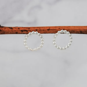 Medium Beaded Circle Studs - sterling silver