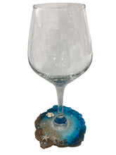 Red Wine Glasses with Built-in Coaster - Turtle & Starfish