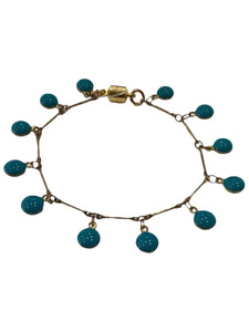 Enamel Drop Bracelet - Gold/Turquoise