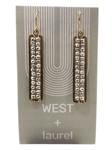 Fancy Gemstone Earrings - Rectangle - Silver