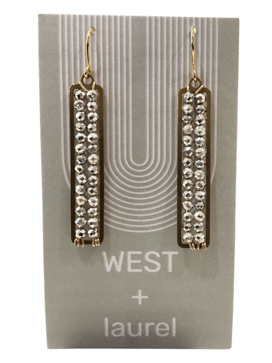 Fancy Gemstone Earrings - Rectangle - Silver