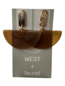 Simple Acrylic Earrings - Fan - Brown