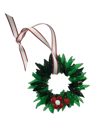 Christmas Ornament - Green Wreath with Red Berries