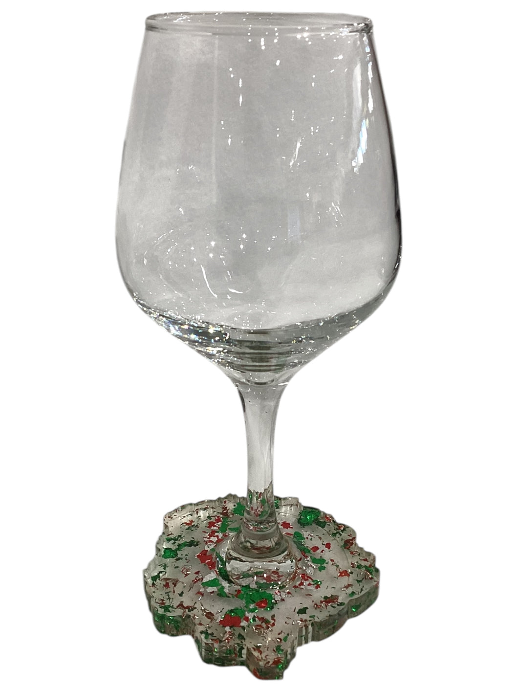 Red, Green & Silver Wine Glass