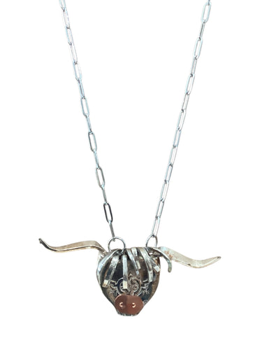 Silverplate Shetland Cow Necklace