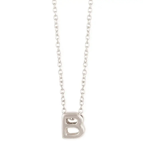 Silver Initial Charm Necklace - Letter B