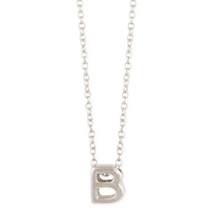 Silver Initial Charm Necklace - Letter B