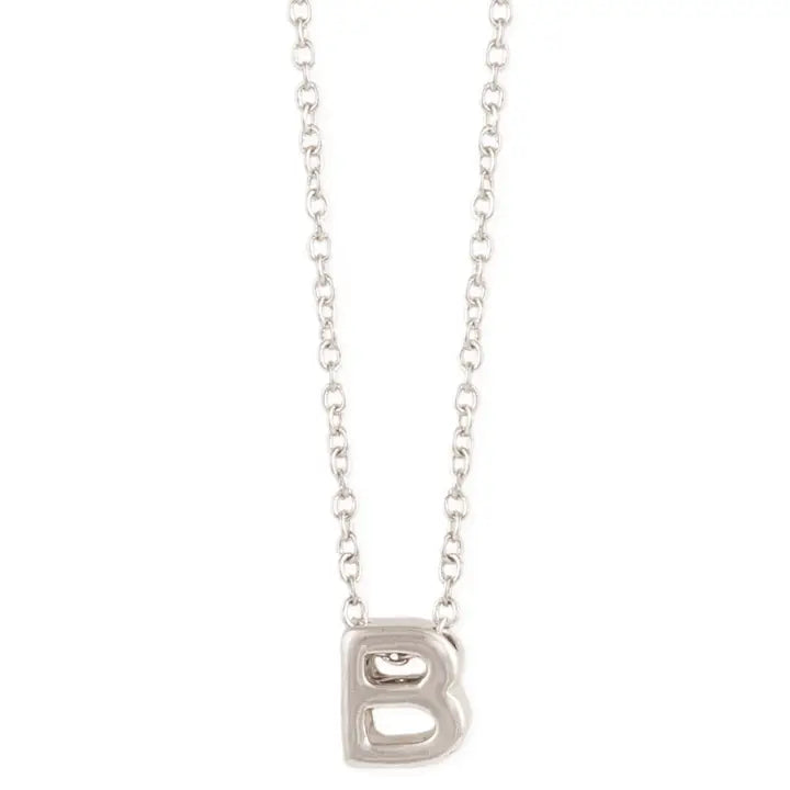 Silver Initial Charm Necklace - Letter B