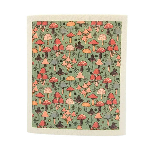 Swedish Dishcloth - Sage Fall Mushroom Pattern