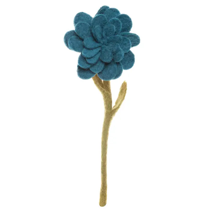 Felt Zinnia - Deep Teal Blue