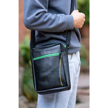 Recycled Rubber Crossbody Bag w/Colored Zippers - Green