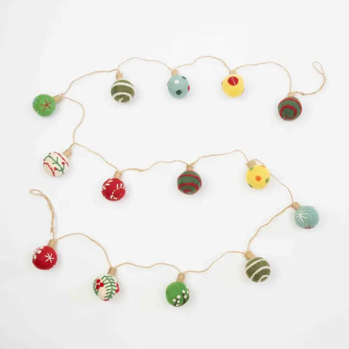 Christmas Garland - Embroidered Balls - New