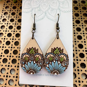 Sunflower Earrings - Blue