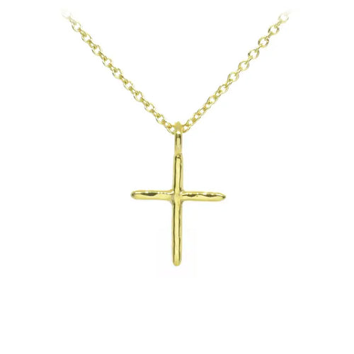 Organic Cross Pendant - Gold Plated Sterling Silver