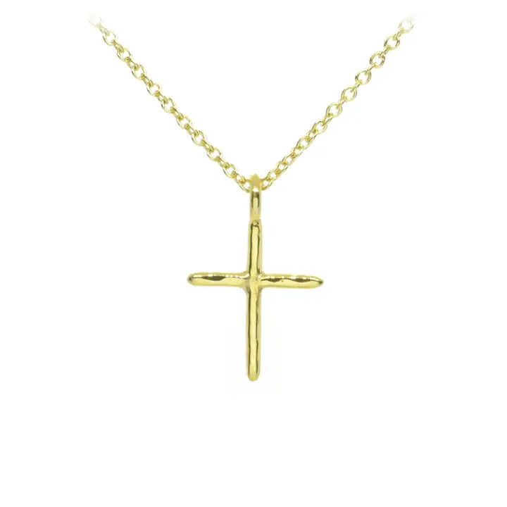 Organic Cross Pendant - Gold Plated Sterling Silver