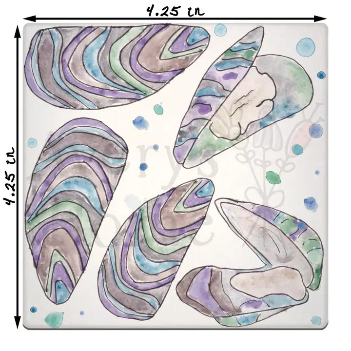 Water Absorbent Stone Coaster - Mussels
