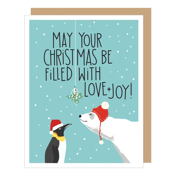 Penguin Polar Bear Christmas Card